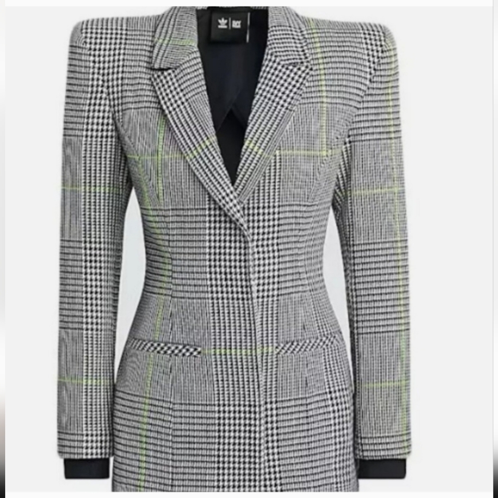 adidas Black and White Plaid Blazer